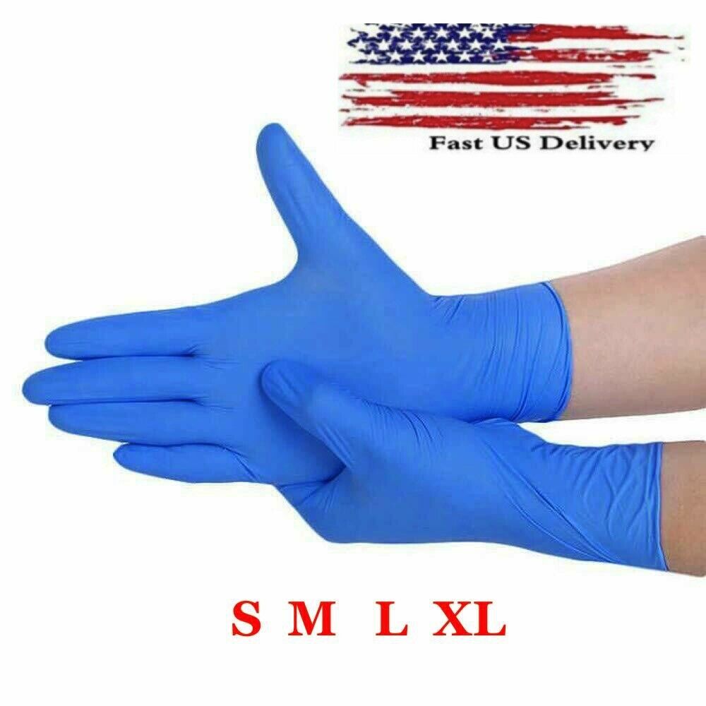 100 Pcs Nitrile Blue Durable Rubber Cleaning Hand Gloves Powder Latex Free Usa !